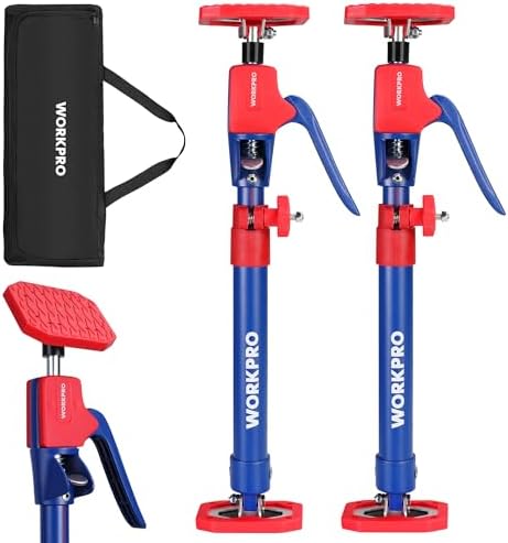 WORKPRO Cabinet Jack Support Pole, 18-1/2" to 29-1/2" Steel Telescopic Quick Support Rod Adjustable 3rd Hand Support System with 154 lbs Capacity for Cabinet Jack, Drywall Jack& Cargo Bars, 2-Pack