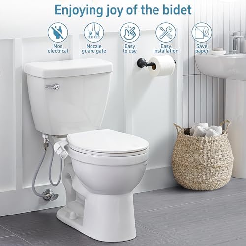 Ultra-Slim Bidet Dual Mode Bidet Attachment for Toilet, Bidet Toilet Seat Attachment with Pressure Controls(Feminine/Posterior Wash),Easy to install Design Non-Electric Bidet