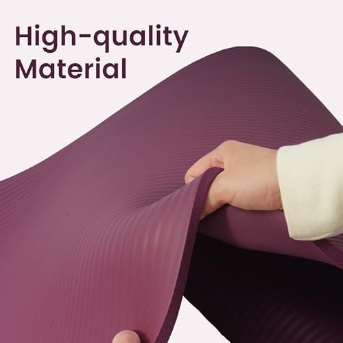 Yoga Mat, 1/2-Inch Extra Thick High Density Exercise Mat, Anti-Tear Exercise Yoga Mat with Carrying Strap, Suitable for Various Yoga Exercises