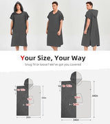 Abahub Surf Poncho Men & Women Towel Poncho Adult with Hood, Thick Quick Dry Changing Poncho Towel, Microfiber Wearable Cover Up for Surfing Beach Swim - Absorbent Changing Towel L (Grey)