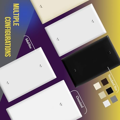 ENERLITES Blank Wall Plate Cover, Gloss Finish, Standard Size 1-Gang 4.50" x 2.76", Polycarbonate Thermoplastic, Electrical Covers for Unused Outlets/Switches, 8801-W-20PCS, White (20 Pack)