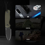 Kizer Drop Bear Fixed Blade Knife, 2.57" Black Stonewash D2 Blade EDC Camping Knife with Olive Green G10 Handle & Hidden Tool, Full Tang Hunting Survival Knives with Adjustable Kydex Sheath, 1094M1