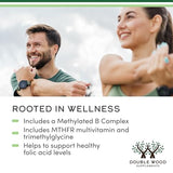 Methylated Multivitamin (Methylated and Activated Vitamins Only - Methylated B Complex with Trimethylglycine (TMG) and Methylfolate)(Non-GMO, Gluten Free MTHFR Supplement) 120 Capsules by Double Wood