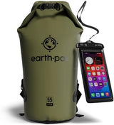 Earth Pak Waterproof Dry Bag - Roll Top Waterproof Backpack Sack Keeps Gear Dry for Kayak with Waterproof Phone Case