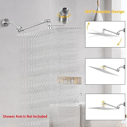 NearMoon Rain Shower Head, High Flow Stainless Steel Square Rainfall Shower, High Pressure Design, Awesome Shower Experience Even At Low Water Flow (10 Inch, Brushed Nickel)