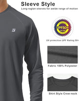 Roadbox Mens UPF 50+ UV Sun Protection Shirts Outdoor Long Sleeve SPF Rash Guard for Fishing Hiking Swimming Running