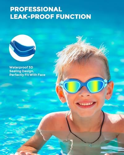 OMID Kids Swim Goggles, P2mini Polarized Swimming Goggles Comfortable for Age 6-14