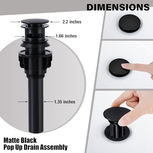 FGKQ Black Bathroom Faucet for Sink 3 Hole, Bathroom Sink Faucet with Pop Up Drain, 8 Inch Widespread Vanity Faucet 3 Hole, 360° Swivel Two Handle with Supply Lines