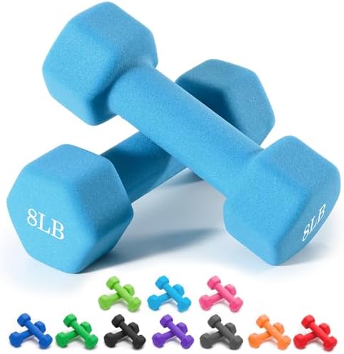 Portzon Weights Dumbbells 10 Colors Options Compatible with Set of 2 Neoprene Dumbbells Set,1-15 LB, Anti-Slip, Anti-roll, Hex Shape