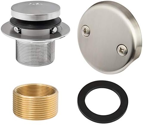 Artiwell Tip-Toe Tub Trim Set with Two-Hole Overflow Faceplate, Replacement Bath Drain Trim Kit with 2-Hole Overflow Faceplate and Universal Fine/Coarse Thread (Brushed Nickel)