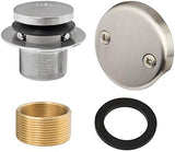 Artiwell Tip-Toe Tub Trim Set with Two-Hole Overflow Faceplate, Replacement Bath Drain Trim Kit with 2-Hole Overflow Faceplate and Universal Fine/Coarse Thread (Brushed Nickel)