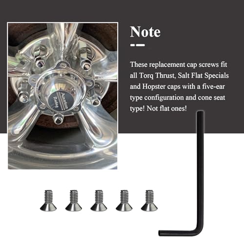 Ctuoptuo 𝟓 𝐏𝐜𝐬 of 970076 Wheel Center Cap Screws Allen Head & Allen Wrench, Fit for American Racing Torq Thrust Wheels