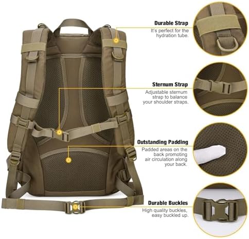 Mardingtop Small Tactical Backpack,Molle Hiking Backpack for Backpacking,Cycling and Biking,25L Backpack