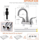 KPW Bathroom Sink Faucet 2 or 3 Hole Brushed Nickel Centerset 4 Inch Bathroom Sink Faucet 2 Handle Over ABS Non-Metallic Lavatory Bathroom Faucet with Pop up Drain Water Supply Hoses