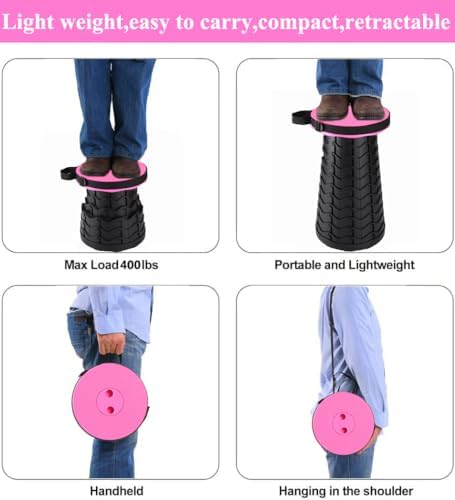 Fishboy Upgraded Collapsible Stool, 400lbs Max Weight, Lightweight But Sturdy, Portable Retractable Folding Telescoping Foldable Camping Stool for Adults Outdoor Fishing Hiking Gardening Travel BBQ