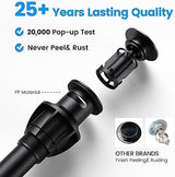 Bathroom Sink Drain with Overflow, Universal Bathroom Sink Stopper for Bathroom Vanity Vessel Sink, Rapid Draining Plastic Pop-up Sink Drain with Hair Catcher Anti-Clog Strainer, 2 Pack, Matte Black