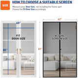 MAGZO Magnetic Screen Door, Fit Door Size 60 x 80 Inch, Actual Screen Size 62" x 81" Reinforced Screen Curtain Middle Opening Sliding Door Screen Mesh, Black