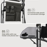 EVER ADVANCED Lightweight Folding Directors Chairs Outdoor, Aluminum Camping Chair with Side Table and Storage Pouch, Heavy Duty Supports 350LBS