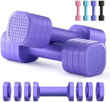 Adjustable Dumbbell Set of 2, 4 in 1 Free Weights Dumbbells Set for Women, Hand Weights for Women at Home, Each 2lb 3lb 4lb 5lb with TPU Soft Rubber Handle for Home Gym Exercise Training