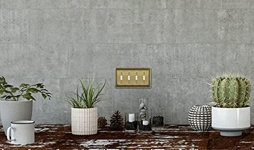 Henne Bery Sunken Pearls Heavy Duty Decorative Wall Plate Switch Plate Outlet Cover (Quad Toggle, Antique Brass)