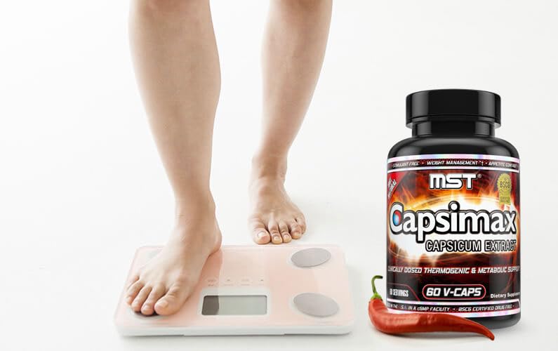 MST Capsimax Supplement 100mg V Capsules, 60 Servings Clinically Dosed Weight Management, Thermogenic, Appetite Control, Calorie Burning, Metabolic Health, Stimulant Free. BSCG Certified