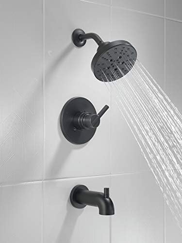 Delta Faucet Nicoli 14 Series Single-Handle Tub and Shower Trim Kit, Shower Faucet with 5-Spray H2Okinetic Shower Head, Matte Black 144749-BL (Shower Valve Included)