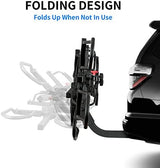 WEIZE Hitch Bike Rack, Wobble Free Smart Tilting Folding Bicycle Car Racks for Standard, Fat Tire and Electric Bike, 2-Bike 160 lbs Capacity, 2-inch Receiver