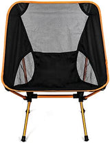 QWORK Ultralight Portable Camping Chair with Triangular Stability – Aluminum Alloy Frame, Ripstop Polyester Seat, Plastic Joints, 330 lbs Capacity - for Fishing, Camping, Hiking and Backpacking Orange