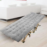 REDCAMP Folding Cot Pads for Sleeping Extra Thick, Soft Comfortable Velvet & Corduroy Cotton Camping Cot Mattress Pad for Backpacking Hiking, Black Blue Brown Grey 75x30 inches