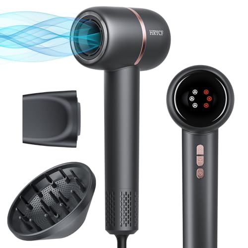 Hair Dryer, High Speed Hair Dryer,160000RPM Professional Blow Dryer 500 Millions Negative Ionic Care Fast Drying Ionic Blow Dryer, Thermo-Control Low Noise with Magnetic Nozzle & Diffuser, Black