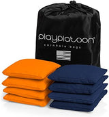 Play Platoon Cornhole Bags Weather Resistant- Set of 8 Regulation Bean Bags for Tossing- Official Professional Size & Weight Corn Hole Bags Two Color All Weather Cornhole Beans Bag Set with Tote Bag