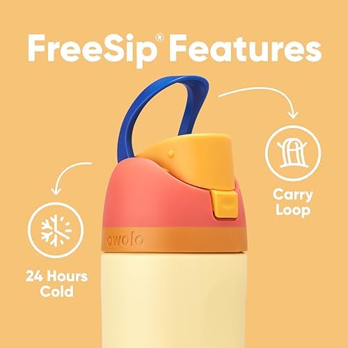 Kids FreeSip Insulated Stainless Steel Water Bottle with Straw, BPA-Free Sports Water Bottle, Great for Travel, 16 oz, Misty Horizon