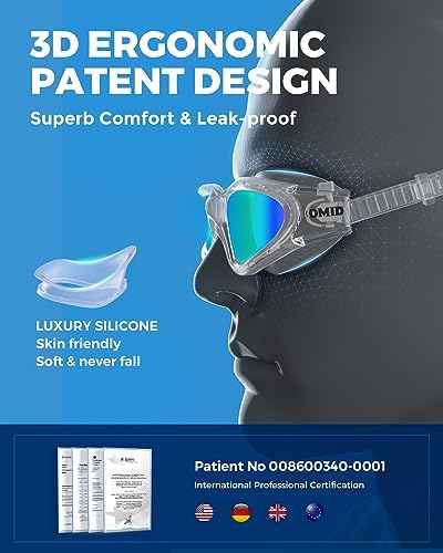 OMID Swim Goggles, P2 Polarized Swimming Goggles for Men Anti-fog Goggles Swimming for Adult Women
