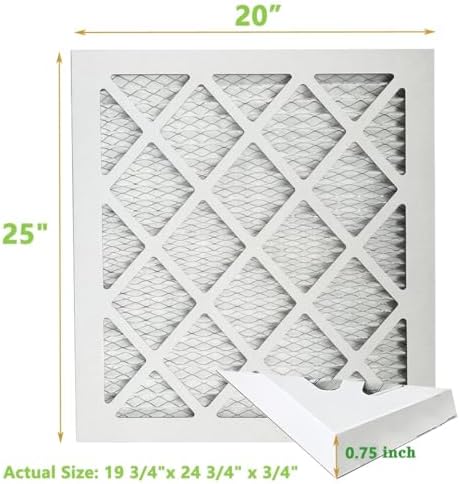 (6 Pack) 20x25x1 Furnace Air Filters, MPR 1900 & FPR 10, MERV 13 Pleated Air Filter (Actual Size: 19 3/4"x 24 3/4" x 3/4")