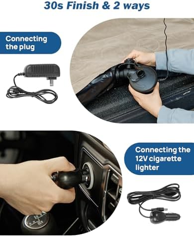 JOYTUTUS 5-5.2Ft Truck Bed Air Mattress with Removable Tailgate Extension, Compatible with Tacoma&Ranger,Thickened Inflatable Compact Short Truck Beds, with Air Pump&2 Pillows,Camel&Black