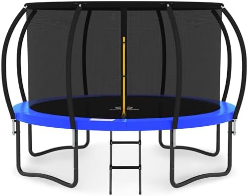 JUMPZYLLA Trampoline Outdoor 8FT 10FT 12FT 14FT 15FT 16FT with Enclosure and Ladder, ASTM Approved Recreational Trampoline for Kids and Adults, Anti-Rust Coated Frame