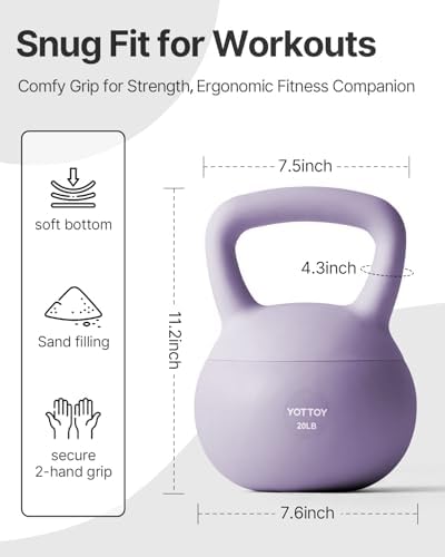 YOTTOY Soft Kettlebell,Kettlebell Anti-Slip Grip Weight for Home Workouts, Kettlebells Set Strength and Safety Guaranteed