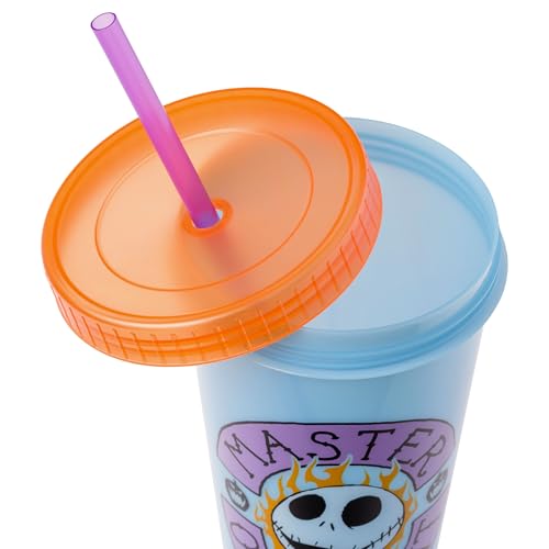 Silver Buffalo Disney The Nightmare Before Christmas 4 Pack Color Change Plastic Tumblers Featuring Jack Skellington, Sally, Oogie Boogie, and Zero, 24 Ounces