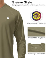 Roadbox Mens UPF 50+ UV Sun Protection Shirts Outdoor Long Sleeve SPF Rash Guard for Fishing Hiking Swimming Running