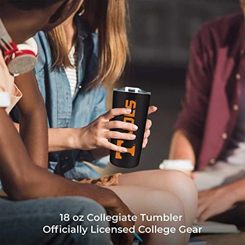 Campus Colors NCAA Stainless Steel Tumbler perfect for Gameday - 18 oz - Double Walled - Keeps Drinks Perfectly Insulated (Tennessee Volunteers - Black)