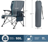 TIMBER RIDGE Oversized Folding Camping Chair with Lumbar Support Adjustable High Back Heavy Duty for Adults Support up to 500lbs with Cup Holder, Cooler Bag, Side Pocket, Blue