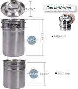 Foldable Camping Cups Mugs Camping Pot Cookware 304-Food-Grade Outdoor Camp Cooking Set with Vented lid,Stainless Steel Backpacking Cookware for Hunting