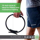 Gaiam Pilates Ring Fitness Circle - Lightweight & Durable Foam Padded Handles, Flexible Resistance Exercise Equipment for Toning Arms, Thighs/Legs & Core