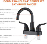 KPW Bathroom Sink Faucet 2 or 3 Hole Matte Black Centerset 4 Inch Bathroom Sink Faucet 2 Handle Plating Over ABS Plastic Non-Metallic Lavatory Bathroom Faucet with Pop up Drain Water Supply Hoses