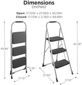 Cosco 11408PBL1E Three Step Big Step Folding Step Stool with Rubber Hand Grip, Grey