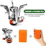 Odoland 8pcs Camping Cookware Mess Kit, Camping Pot and Pan Set with Mini Backpacking Stove, Stainless Steel Cup, Spork and Tank Bracket, Cooking Gear for Outdoor, Hiking, Picnic, Campfire