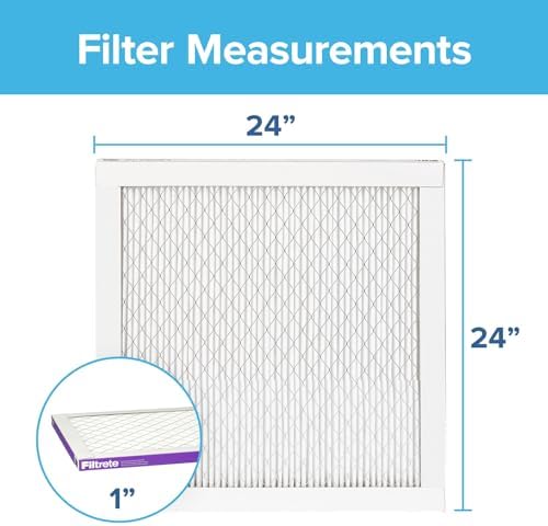 Filtrete 24x24x1 AC Furnace Air Filter, MERV 12, MPR 1500, CERTIFIED asthma & allergy friendly, 3 Month Pleated 1-Inch Electrostatic Air Cleaning Filter, 2-Pack (Actual Size 23.81x23.81x0.78 in)