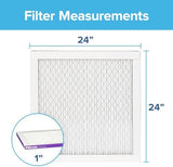 Filtrete 24x24x1 AC Furnace Air Filter, MERV 12, MPR 1500, CERTIFIED asthma & allergy friendly, 3 Month Pleated 1-Inch Electrostatic Air Cleaning Filter, 2-Pack (Actual Size 23.81x23.81x0.78 in)