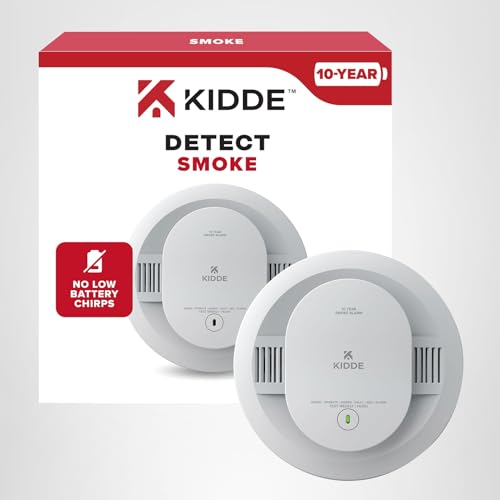 Kidde Smoke Detector, 10-Year Battery Powered, with LED Status Lights, 85 dB Alarm, 5-inches, 20SD10, 1 Pack