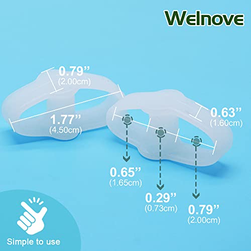 Welnove Pack of 12 Bunion Corrector, Toe Separators with 2 Loops, Big Toe Spacer Suitable for Bunion and Overlap Toe (White)